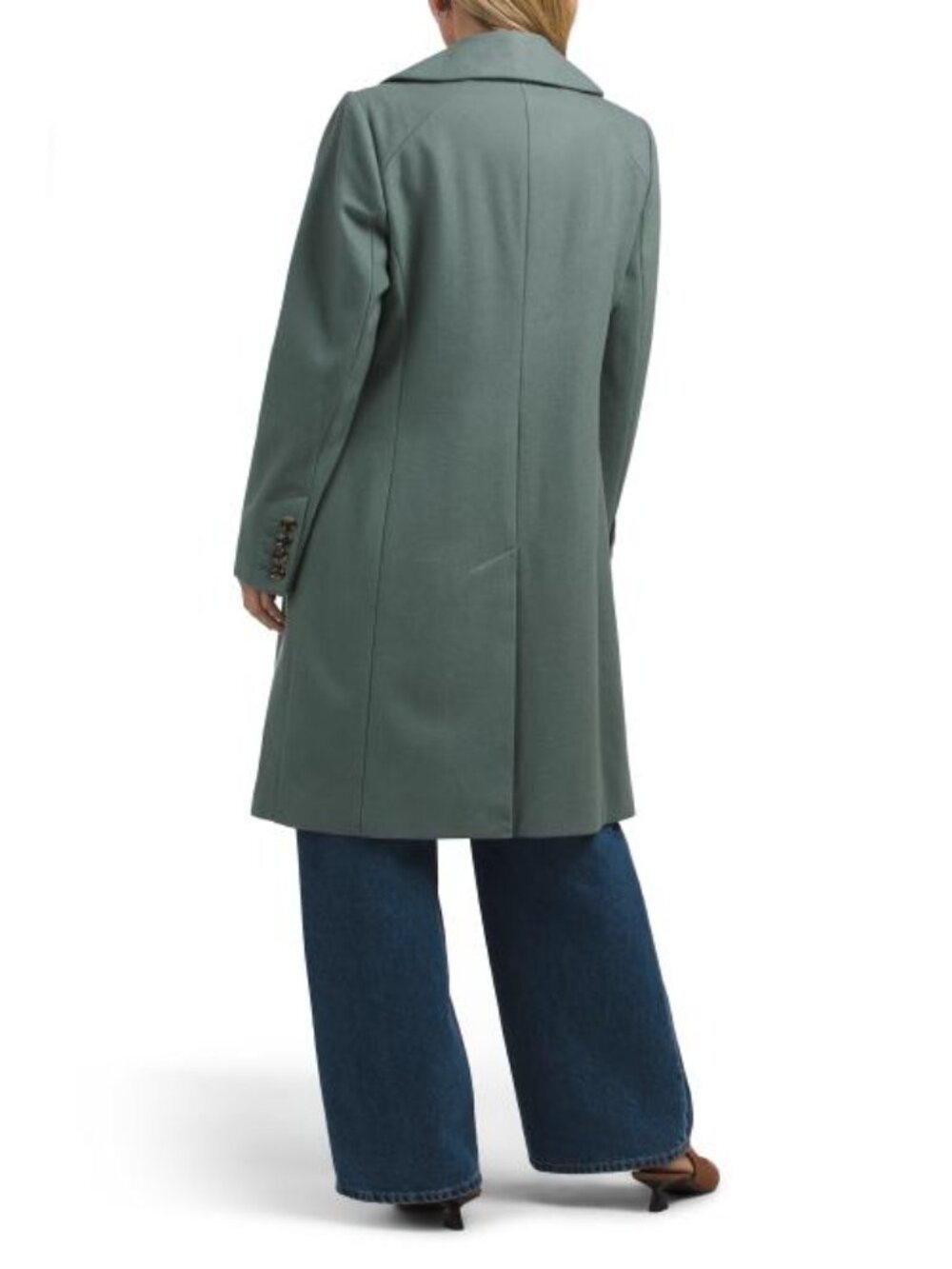 ANNE KLEIN Wool Blend Missy Single-breasted Reefer Coat - Picture 2 of 3